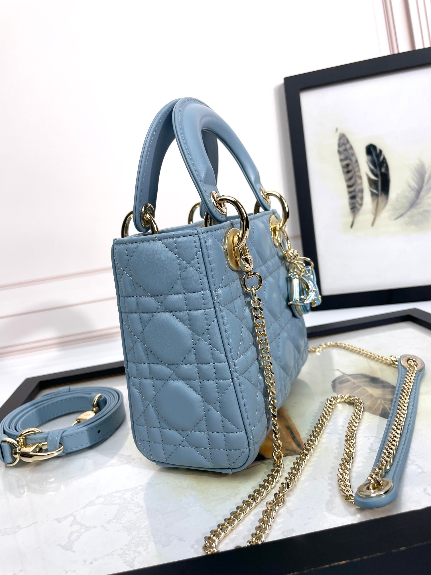 Mini Lady Dior Bag Sky Blue Cannage Lambskin